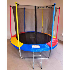 Батут Just Fun 244см Multicolor внутренняя сетка + стремянка