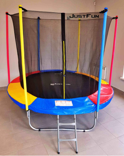 Батут Just Fun 244см Multicolor внутренняя сетка + стремянка