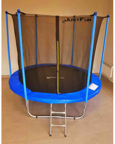 Батут Just Fun 244см Blue внутренняя сетка + стремянка