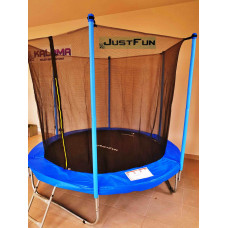Батут Just Fun 244см Blue внутренняя сетка + стремянка
