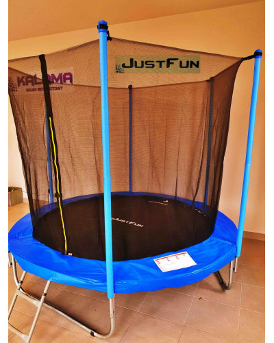 Батут Just Fun 244см Blue внутренняя сетка + стремянка