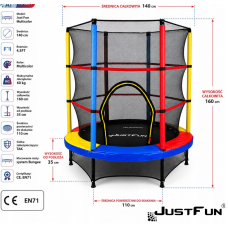 Батут, для детей, развлекательный, стильный, удобный, Just Fun 140см  Multicolor