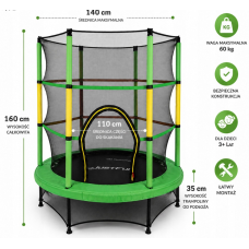 Батут, для детей, развлекательный, стильный, удобный, Just Fun 140см Green