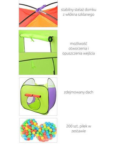 Детская палатка домик + тоннель + 200 мячей – 2881