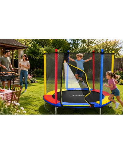Батут Just Fun 152см Multicolor наружная сетка, детский, в сад