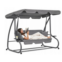 Садовая качеля, с навесом, на 3 места, для отдыха JUST GARDEN Relax Comfort (серая)