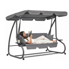 Садовая качеля, с навесом, на 3 места, для отдыха JUST GARDEN Relax Comfort (серая)