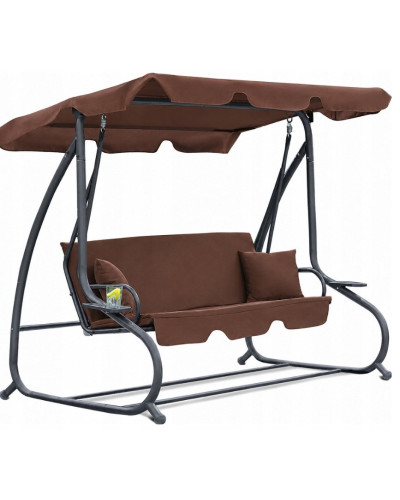 Качели садовые, для двора, для отдыха, с навесом, на 3 места JUST GARDEN Relax Comfort Коричневая