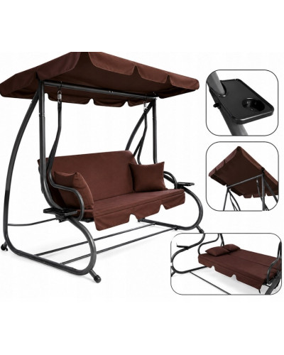 Качели садовые, для двора, для отдыха, с навесом, на 3 места JUST GARDEN Relax Comfort Коричневая
