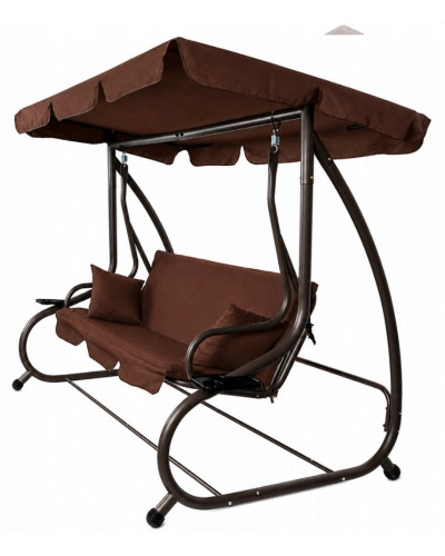 Качели садовые, для двора, для отдыха, с навесом, на 3 места JUST GARDEN Relax Comfort Коричневая