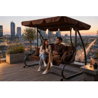 Качели садовые, для двора, для отдыха, с навесом, на 3 места JUST GARDEN Relax Comfort Коричневая