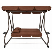 Качели садовые, для двора, для отдыха, с навесом, на 3 места JUST GARDEN Relax Comfort Коричневая