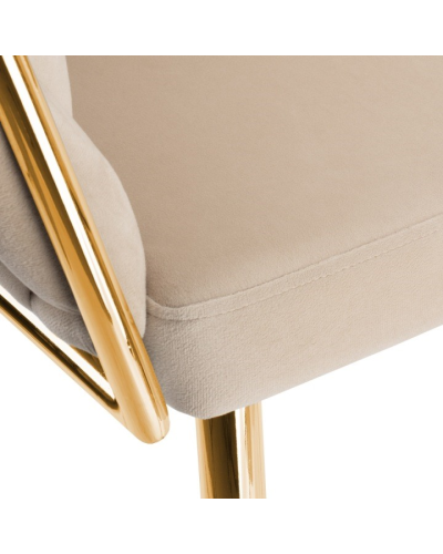 Стул JS IMPERIA velvet Бежевый, плетеное, золотые ножки, бархатное, для кухни, гостиной.