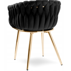 Стул JS IMPERIA velvet Черный, плетеное, золотые ножки, бархатное, для кухни, гостиной.