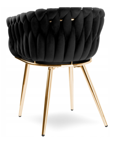 Стул JS IMPERIA velvet Черный, плетеное, золотые ножки, бархатное, для кухни, гостиной.