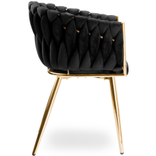 Стул JS IMPERIA velvet Черный, плетеное, золотые ножки, бархатное, для кухни, гостиной.