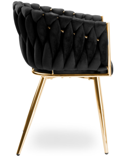 Стул JS IMPERIA velvet Черный, плетеное, золотые ножки, бархатное, для кухни, гостиной.