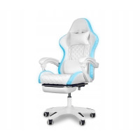 Игровое офисное вращающееся кресло с RGB-подсветкой и подставкой для ног SPARTA WHITE