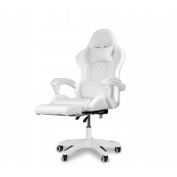 Игровое офисное вращающееся кресло с RGB-подсветкой и подставкой для ног SPARTA WHITE