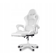 Игровое офисное вращающееся кресло с RGB-подсветкой и подставкой для ног SPARTA WHITE