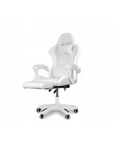 Игровое офисное вращающееся кресло с RGB-подсветкой и подставкой для ног SPARTA WHITE