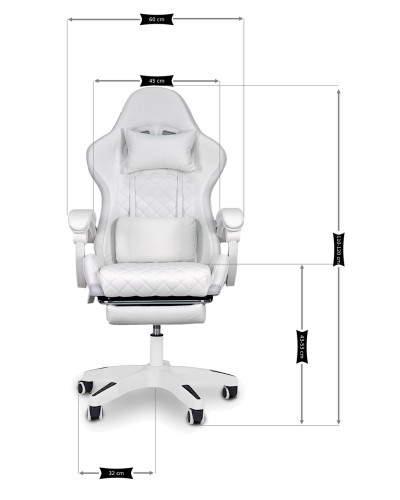 Игровое офисное вращающееся кресло с RGB-подсветкой и подставкой для ног SPARTA WHITE