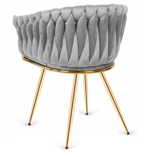 Стул JS IMPERIA velvet Серый, плетеный, золотые ножки, бархатное, для кухни, гостиной