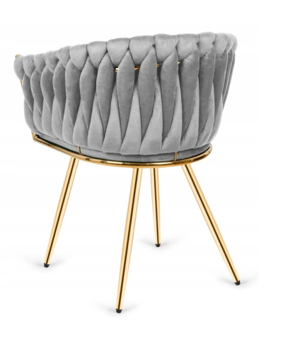 Стул JS IMPERIA velvet Серый, плетеный, золотые ножки, бархатное, для кухни, гостиной