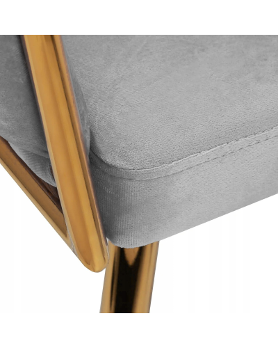 Стул JS IMPERIA velvet Серый, плетеный, золотые ножки, бархатное, для кухни, гостиной