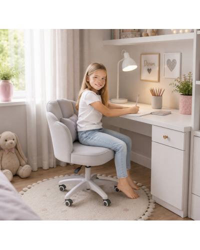 Кресло вращающееся детское, вельвет JUST SIT BUENO (серое)