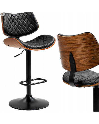 Барный стул, вращающийся, для кухни, гостиной, поворотный, экокожа MORA BLACK