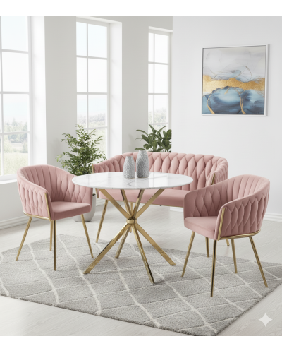 Набор мебели 3в1 IMPERIA Velvet (розовый) (диван + кресла + стол)