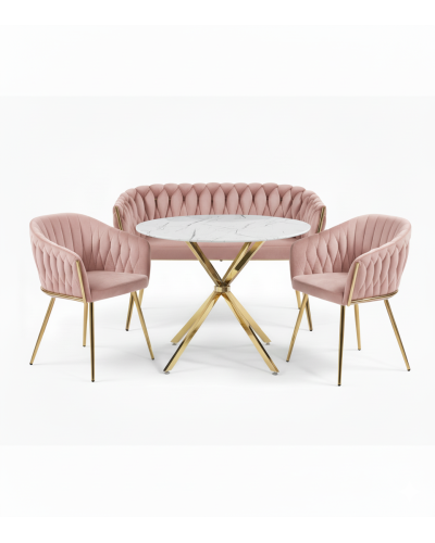 Набор мебели 3в1 IMPERIA Velvet (розовый) (диван + кресла + стол)