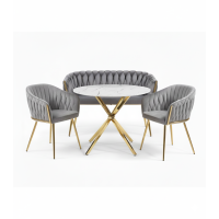 Набор мебели 3в1 IMPERIA Velvet (серый) (диван + кресла + стол)