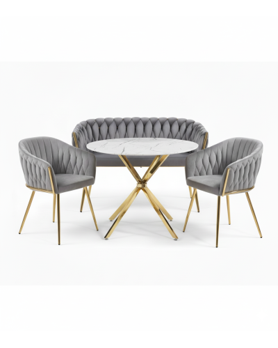 Набор мебели 3в1 IMPERIA Velvet (серый) (диван + кресла + стол)
