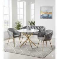 Набор мебели 3в1 IMPERIA Velvet (серый) (диван + кресла + стол)