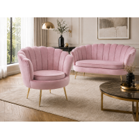 Стул Flowers Velvet  Big Розовое кресло велюровое с золотыми ножками