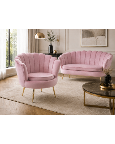 Стул Flowers Velvet  Big Розовое кресло велюровое с золотыми ножками