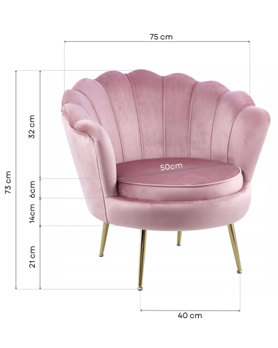 Стул Flowers Velvet  Big Розовое кресло велюровое с золотыми ножками