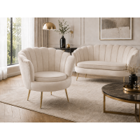 Стул Flowers Velvet Big кресло бежевого цвета с золотыми ножками