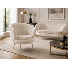Стул Flowers Velvet Big кресло бежевого цвета с золотыми ножками