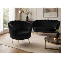 Стул Flowers Velvet Big кресло черное на золотых ножках
