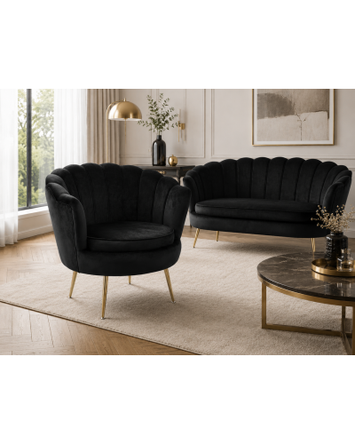 Стул Flowers Velvet Big кресло черное на золотых ножках