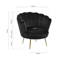 Стул Flowers Velvet Big кресло черное на золотых ножках