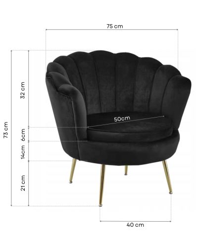 Стул Flowers Velvet Big кресло черное на золотых ножках