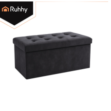 Пуф серый бархатный 76x38x38см XXL для гостиной, спальни