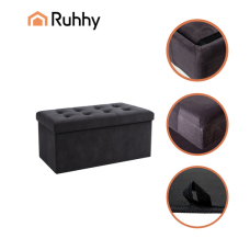Пуф серый бархатный 76x38x38см XXL для гостиной, спальни