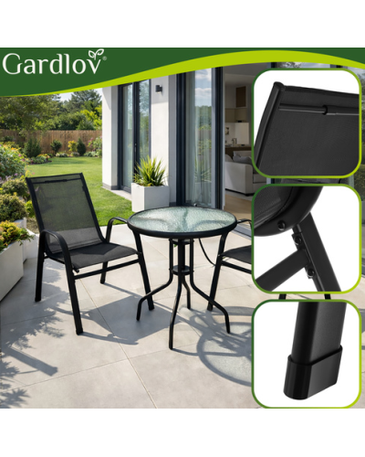 Комплект садовой мебели GARDLOV, стол + 2 стулья, для террасы, балкона и сада