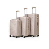 Дорожный чемодан, полипропилен, резиновые колеса, замок TSA VINCI PP150 S – (шампанский)