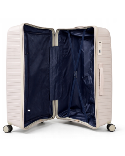 Дорожный чемодан, полипропилен, резиновые колеса, замок TSA VINCI PP150 L – (шампанский)